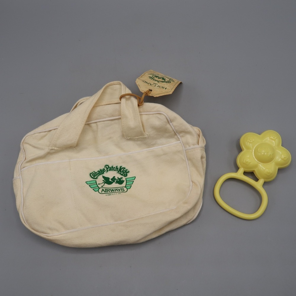 Vintage Cabbage Patch Kids Airways Travel Bag Cream Kids Luggage & Rattle Toy